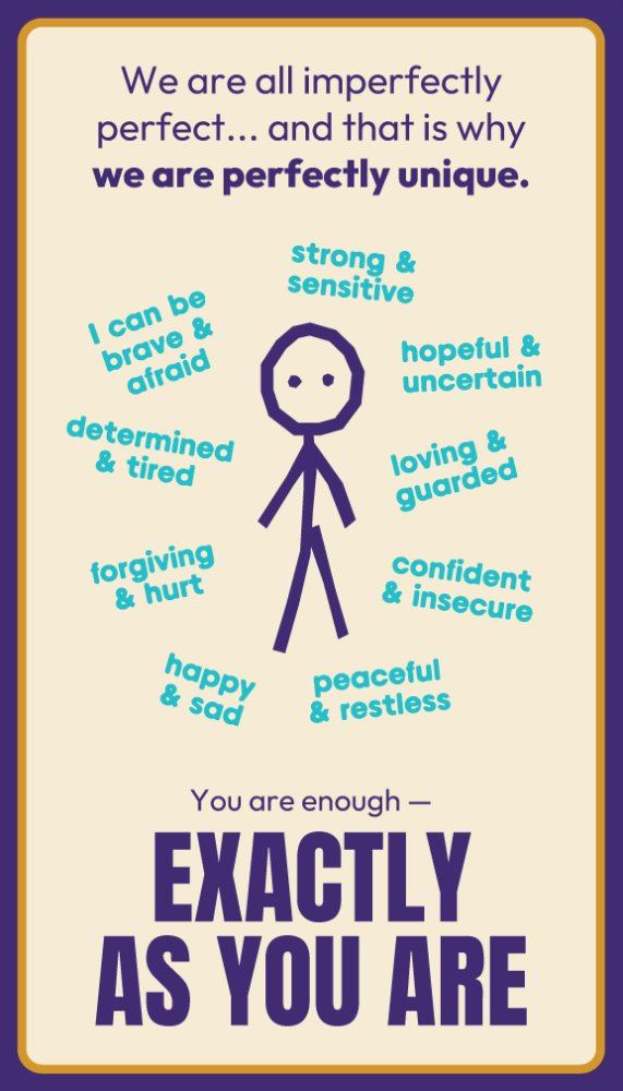 Affirmation card front — We are all imperfectly perfect… You are enough, exactly as you are